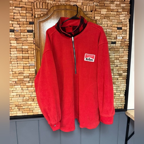 Vintage Marlboro Fleece Buffalo plaid reversible pullover size XXL - Picture 1 of 7